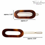 French Amie Mini Oval 2” Celluloid Handmade Snap Tige Boule Hair Clips