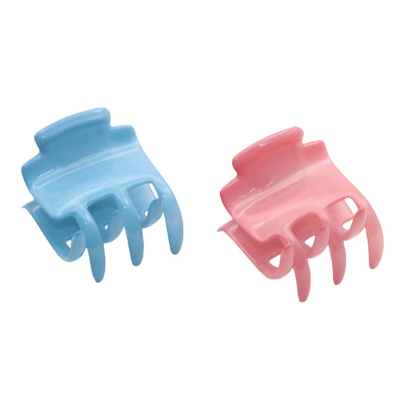 Parcelona French Glossy Square Small Blush Pink-Blue Celluloid Hair Claws(2Pcs)