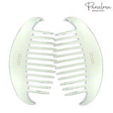 Parcelona French Alice Large Celluloid 12 Teeth Side Hair Combs for Women 2 Pcs