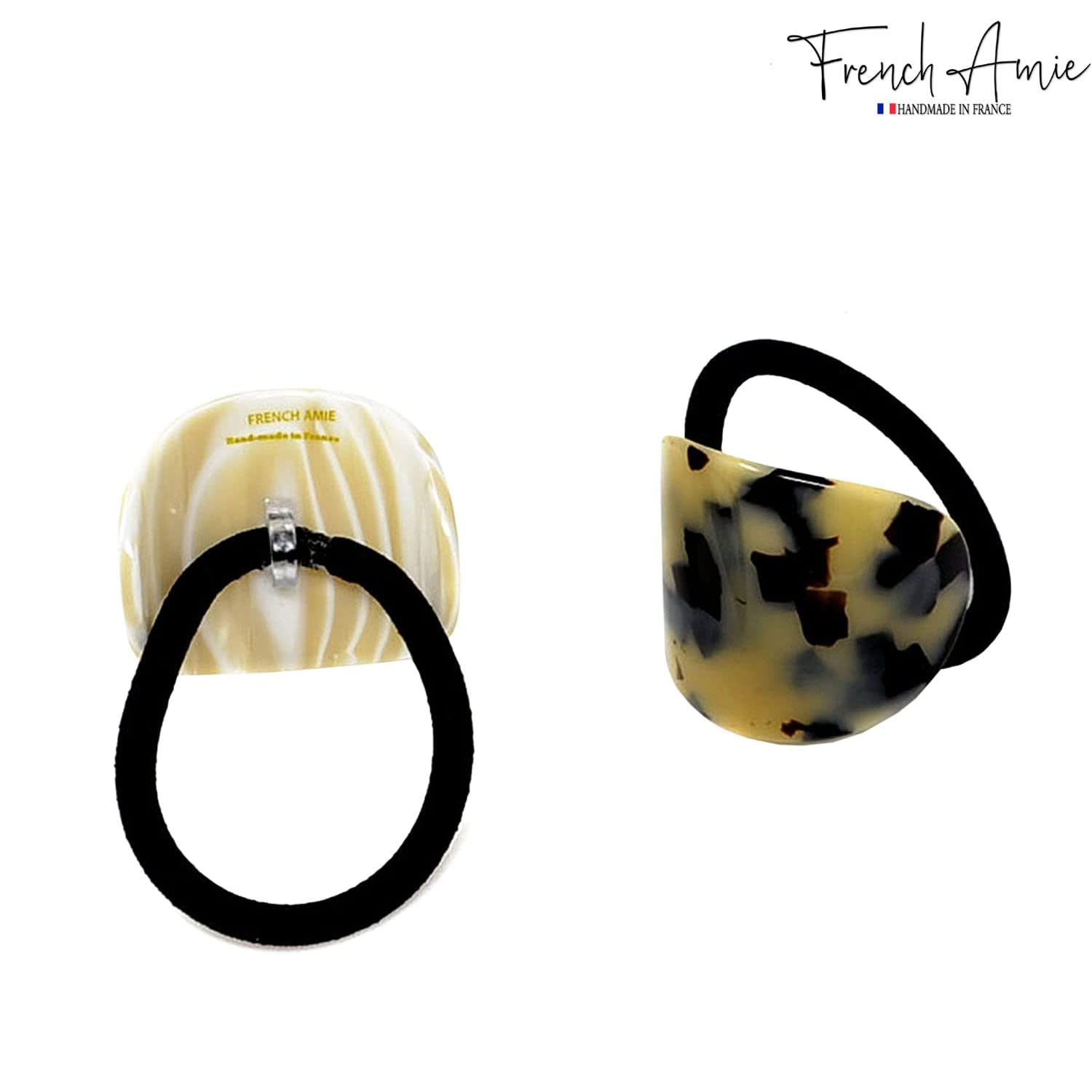 French Amie Curve Oval Cellulose Handmade Ponytail Elastic Hair Tie for Women