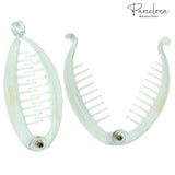 Parcelona French Effortless Mini Small Celluloid Banana Hair Clips(2 Pcs)