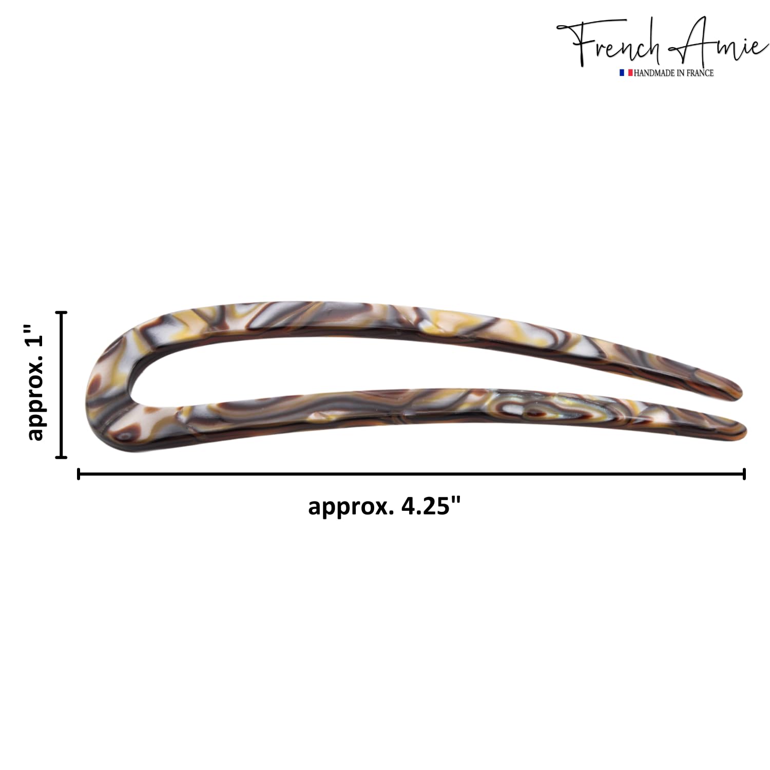 French Amie Slick Large Handmade Cellulose Chignon U Hair Pin Stick for Women