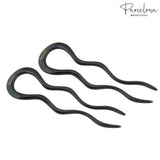 Parcelona French Black 4 Inch Large 2 Pins Wavy Crink U Shaped Hair Pin