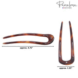 Parcelona French Twist Bun Shell Celluloid Crystal Hair U Stick Pin