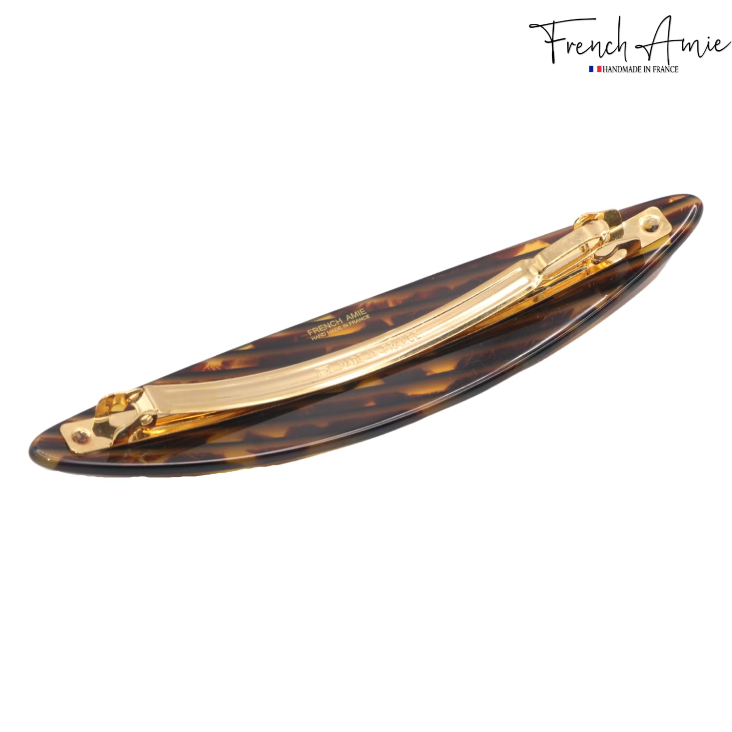 French Amie Large Oval Handmade Cellulose Hair Clip Barrette for Women
