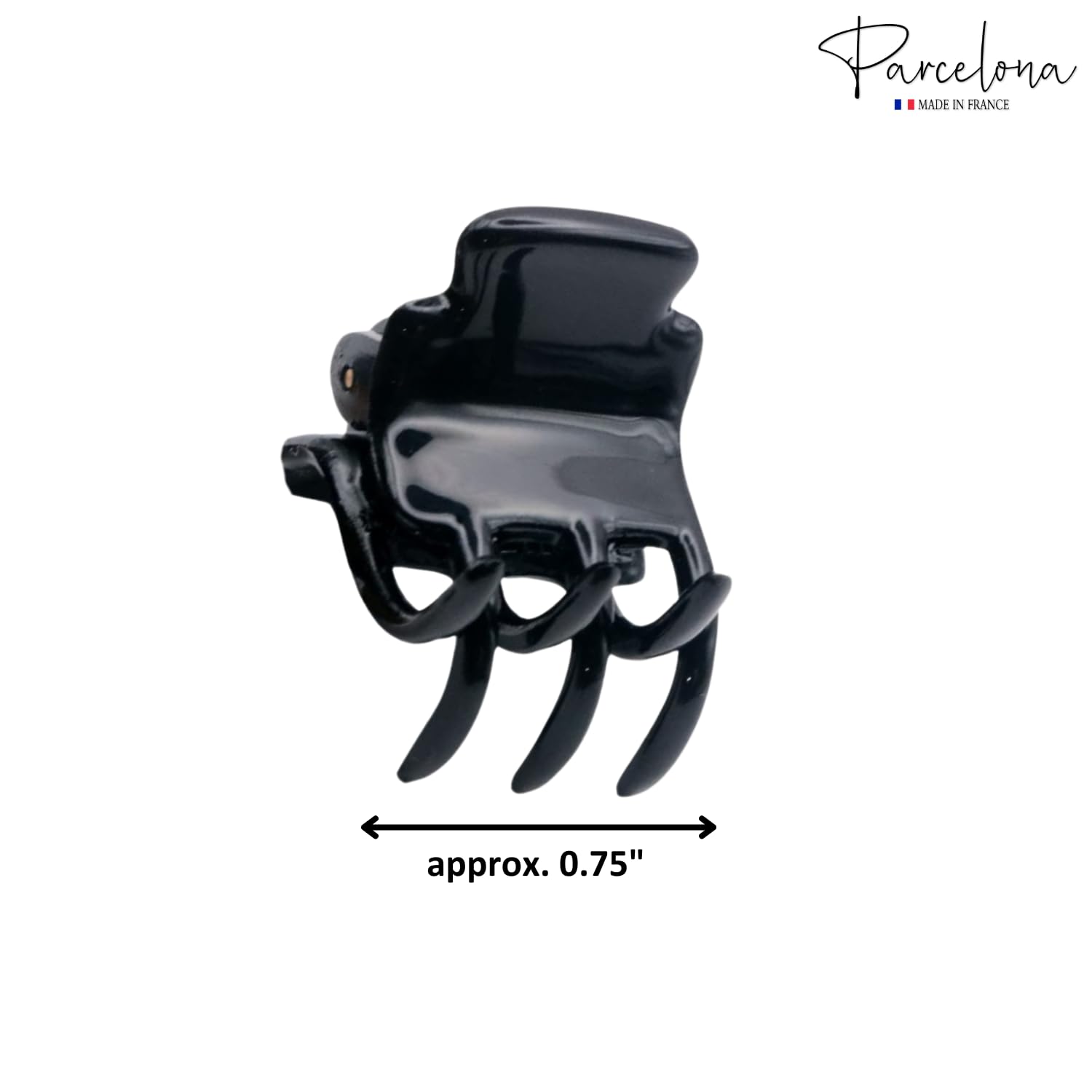 Parcelona French Glossy Square Very Small Cellulose Hair Claws for Women 2Pcs