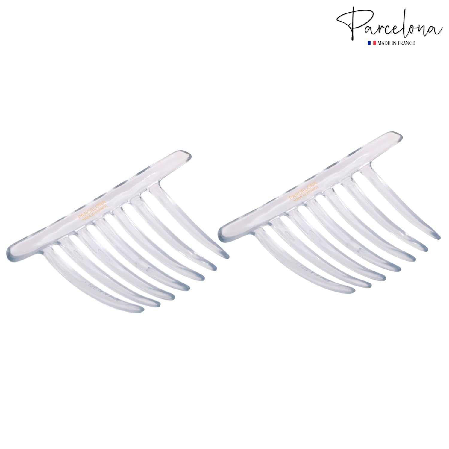 Parcelona French Twist 7 Teeth Large Cellulose Side Hair Combs for Women(2 Pcs)
