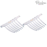 Parcelona French Twist 7 Teeth Large Celluloid Side Hair Combs for Women(2 Pcs)