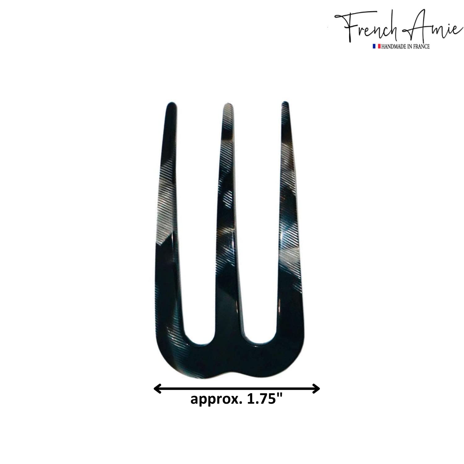 French Amie Tri Prongs 3" Medium Handmade Cellulose Bun Holder Women Hair Pin