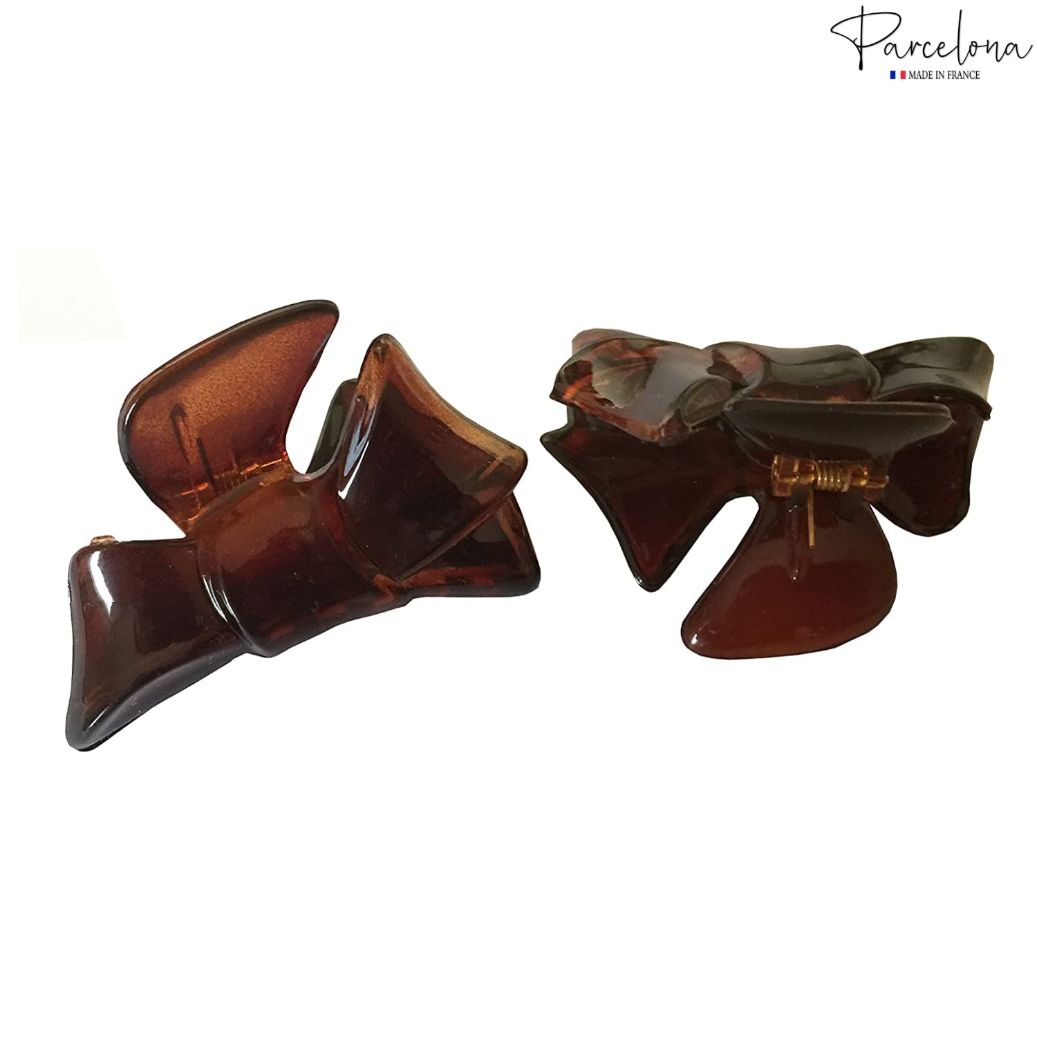 Parcelona French Bow Set of 2 Small Cellulose Shell Jaw Hair Claw Clamp Clutcher