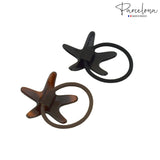 Parcelona French Star Brown Shell and Black Ponytail Holder Hair Elastic