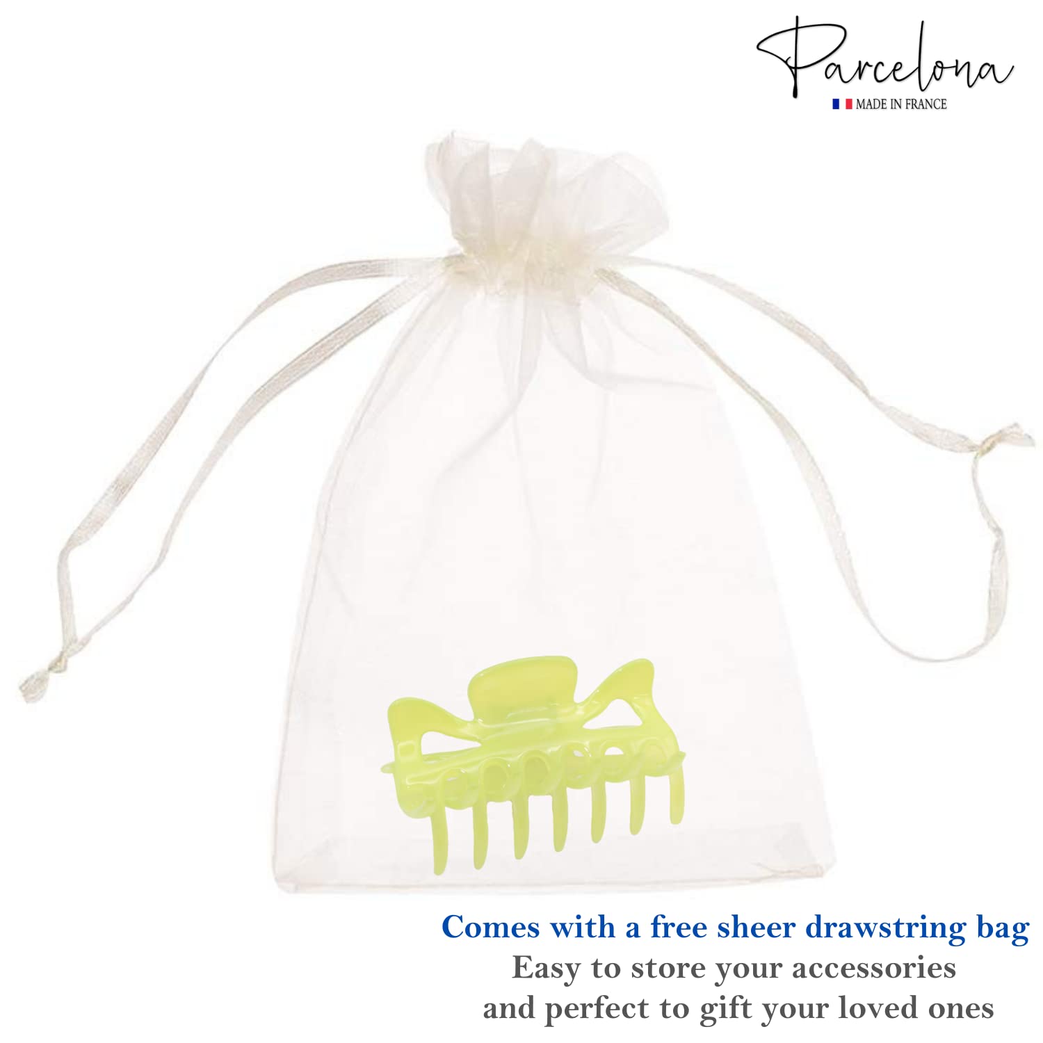 Parcelona French Classic 3" Medium Cellulose Covered Spring Hair Claw Clip