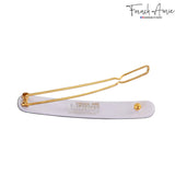 French Amie Rounded Oblong Golden Glitter Small Celluloid Snap Hair Clip 2Pcs