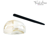 French Amie Oval Arch Handmade Celluloid Hair Bun Cover with Stick for Women
