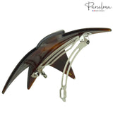 Parcelona French Star Large Shell Brown Celluloid Strong Grip Hair Clip Barrette