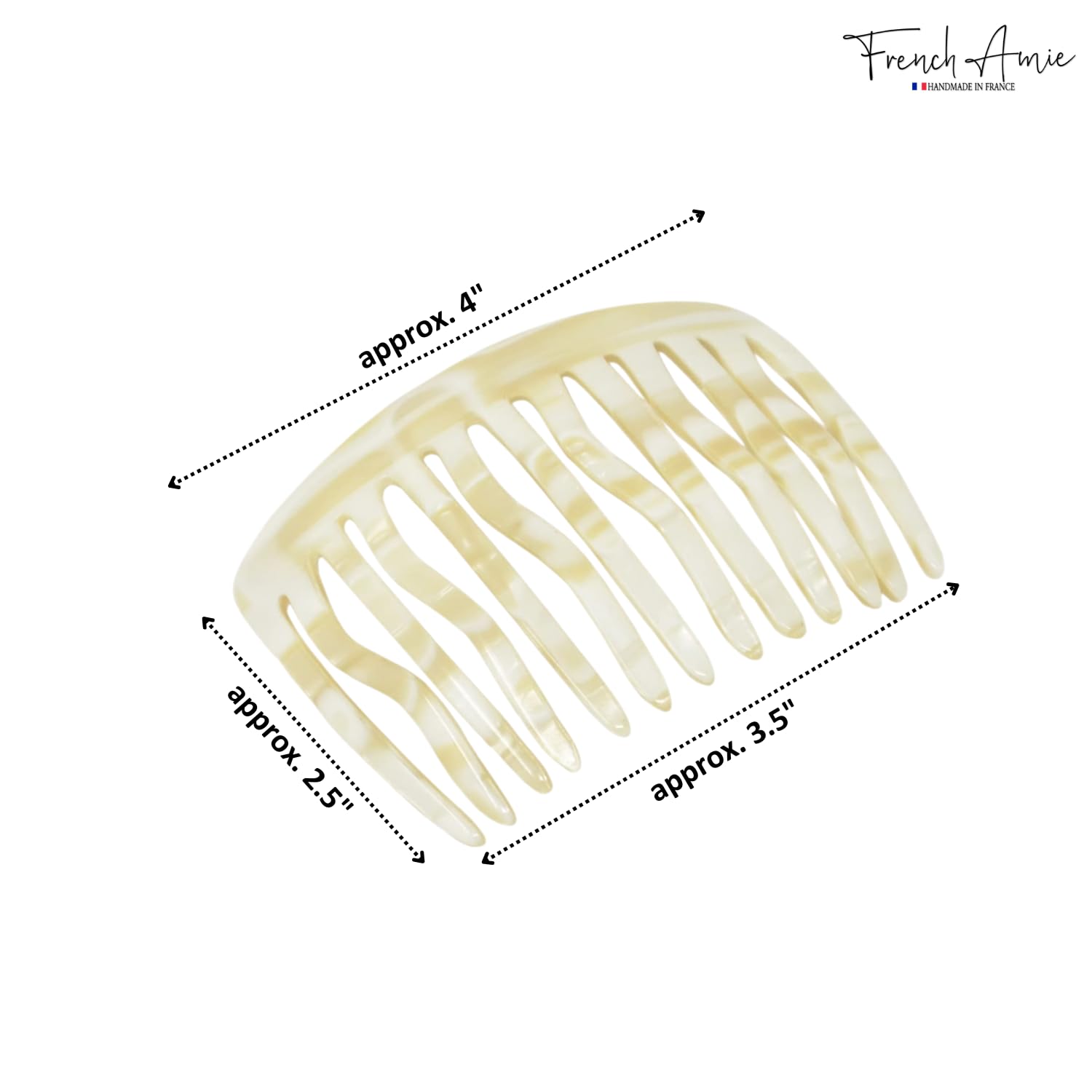 French Amie Fab 13 Teeth Medium Handmade Celluloid Side Hair Comb for Women