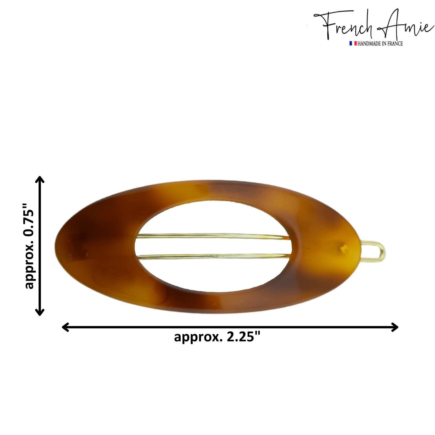 French Amie Oval Small 2 1/4” Cellulose Hair Barrette for Women