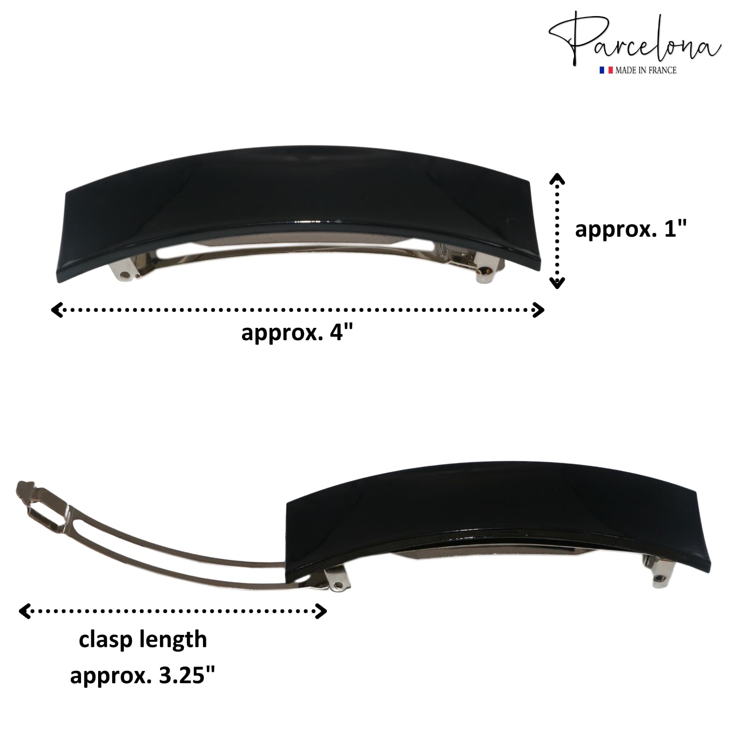 Parcelona French Rectangular Bar Large Cellulose Acetate Hair Barrette for Women