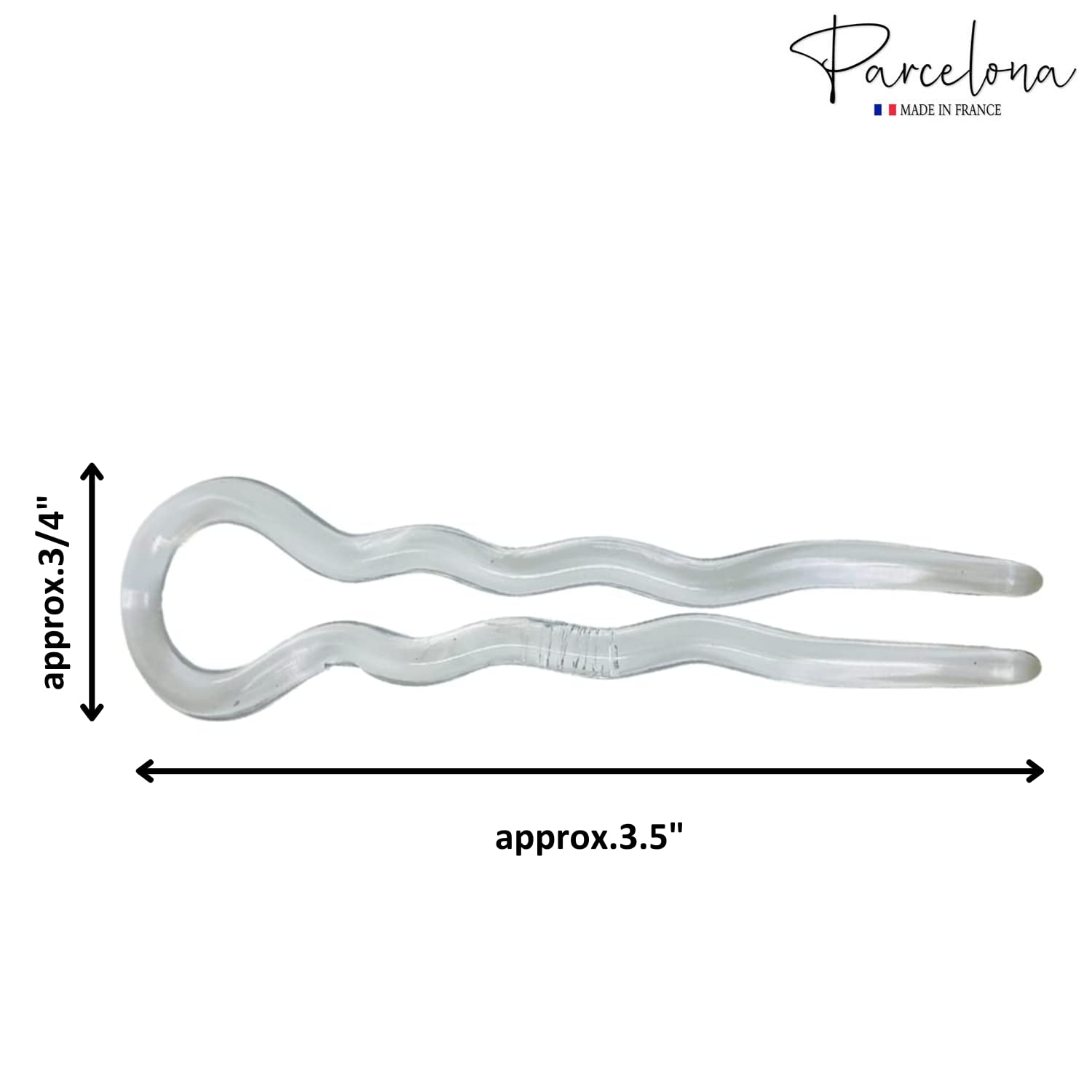 Parcelona French Sleek 3 1/2" Cellulose Wavy U Shaped Hair Pins for Women(2 Pcs)
