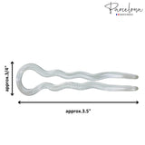 Parcelona French Sleek 3 1/2" Celluloid Wavy U Shaped Hair Pins for Women(2 Pcs)