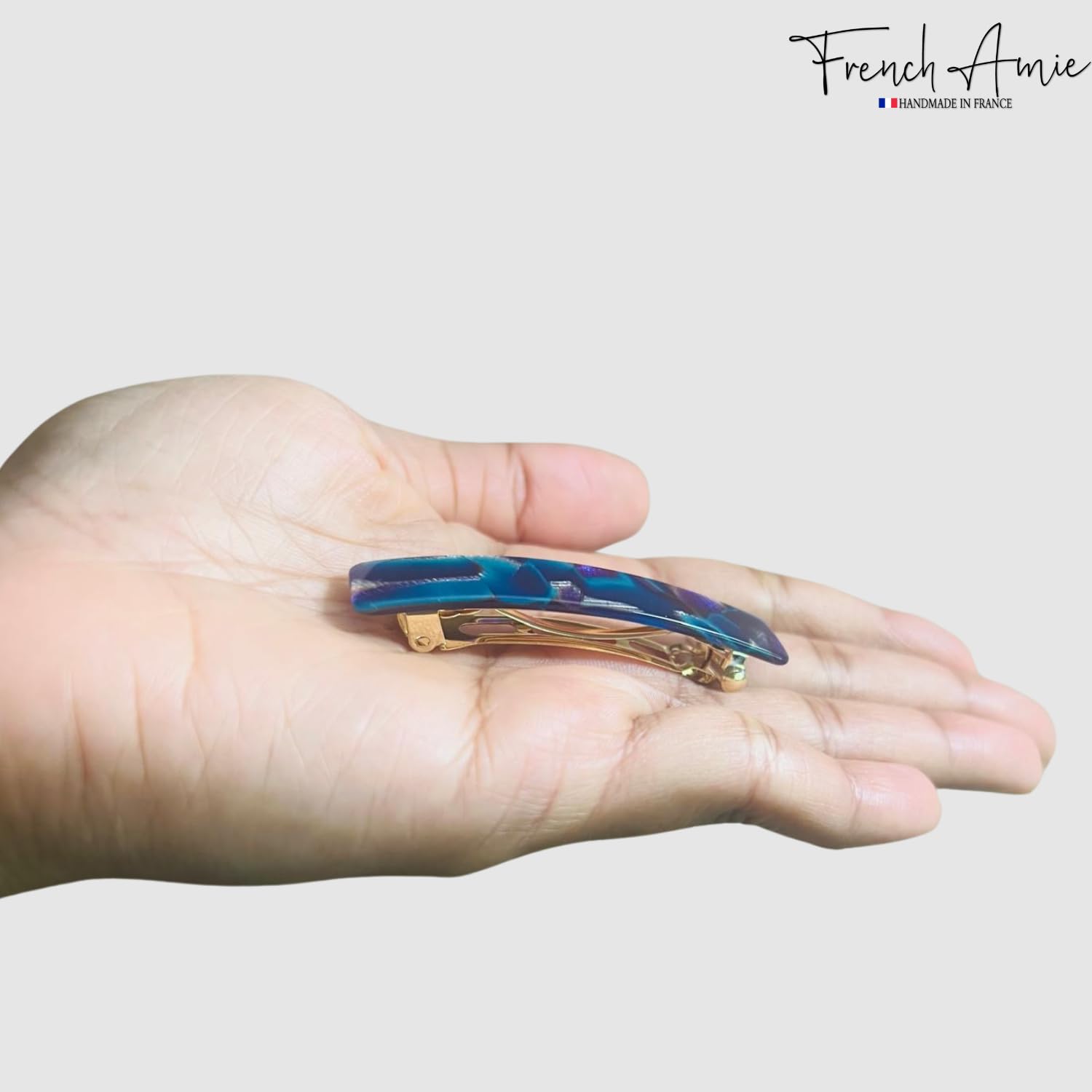 French Amie Small 2 1/4" Cellulose Handmade Hair Barrette for Women and Girls