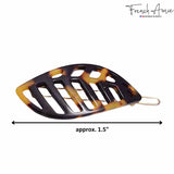French Amie Leaf Small Tokyo & Onyx Handmade Barrette Snap on Hair Pin Clip