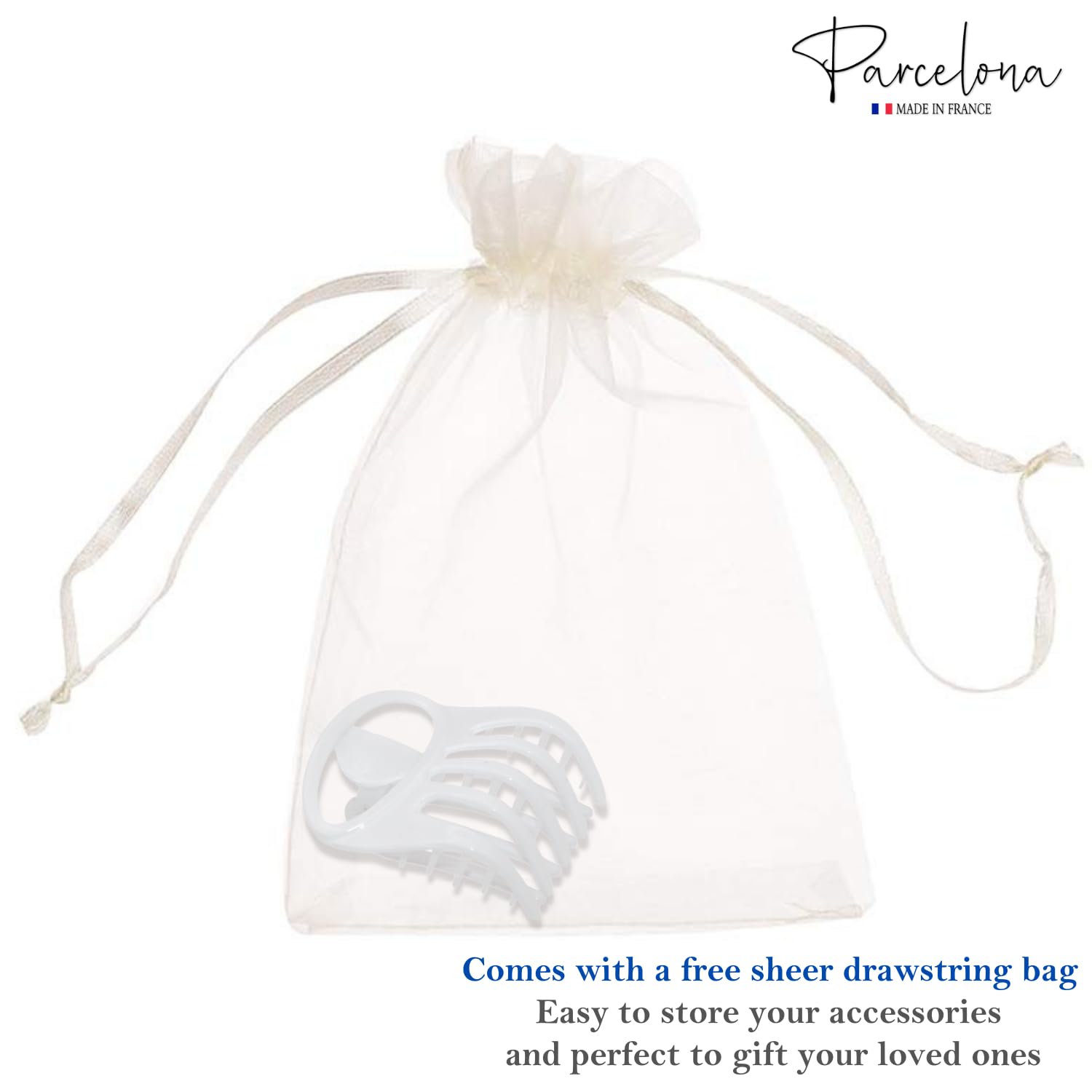Parcelona French Curvy Oval Paw Medium Cellulose Hair Claw for Women and girls