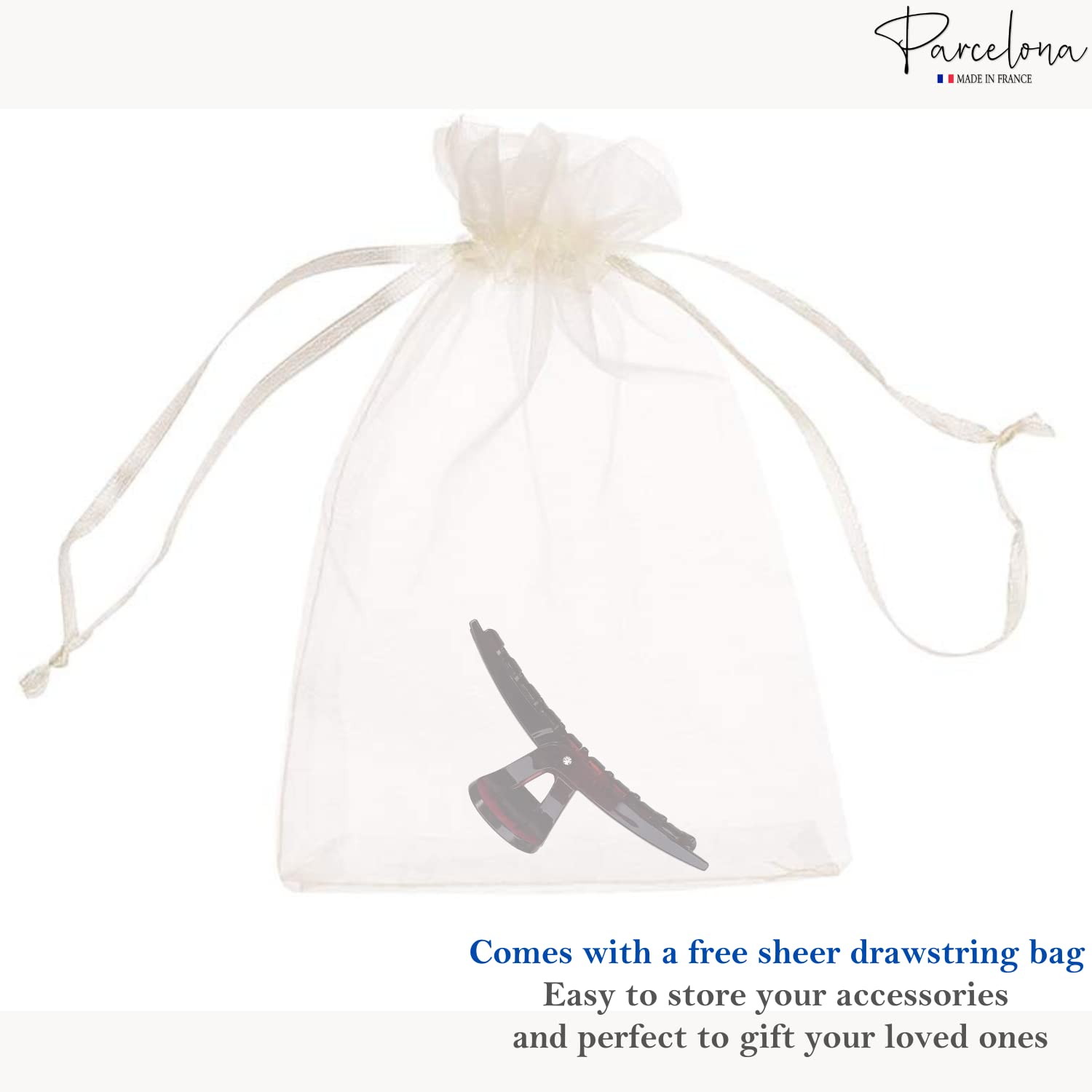 Parcelona French Pinch Crystal Cellulose Jaw Hair Claw for Women and Girls
