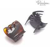 Parcelona French Neo Small Black N Shell Covered Spring Celluloid Hair Claw Clip