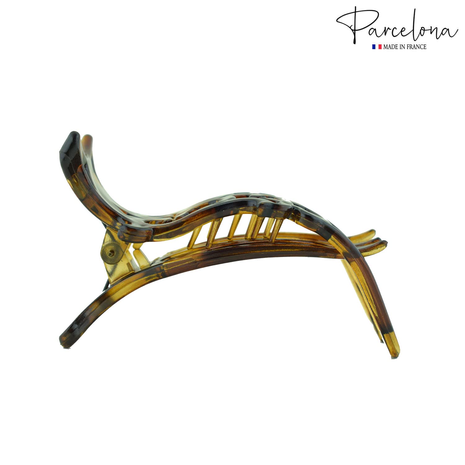 Parcelona French Intricate Celluloid Small Shell Hair Claw for Women and Girls