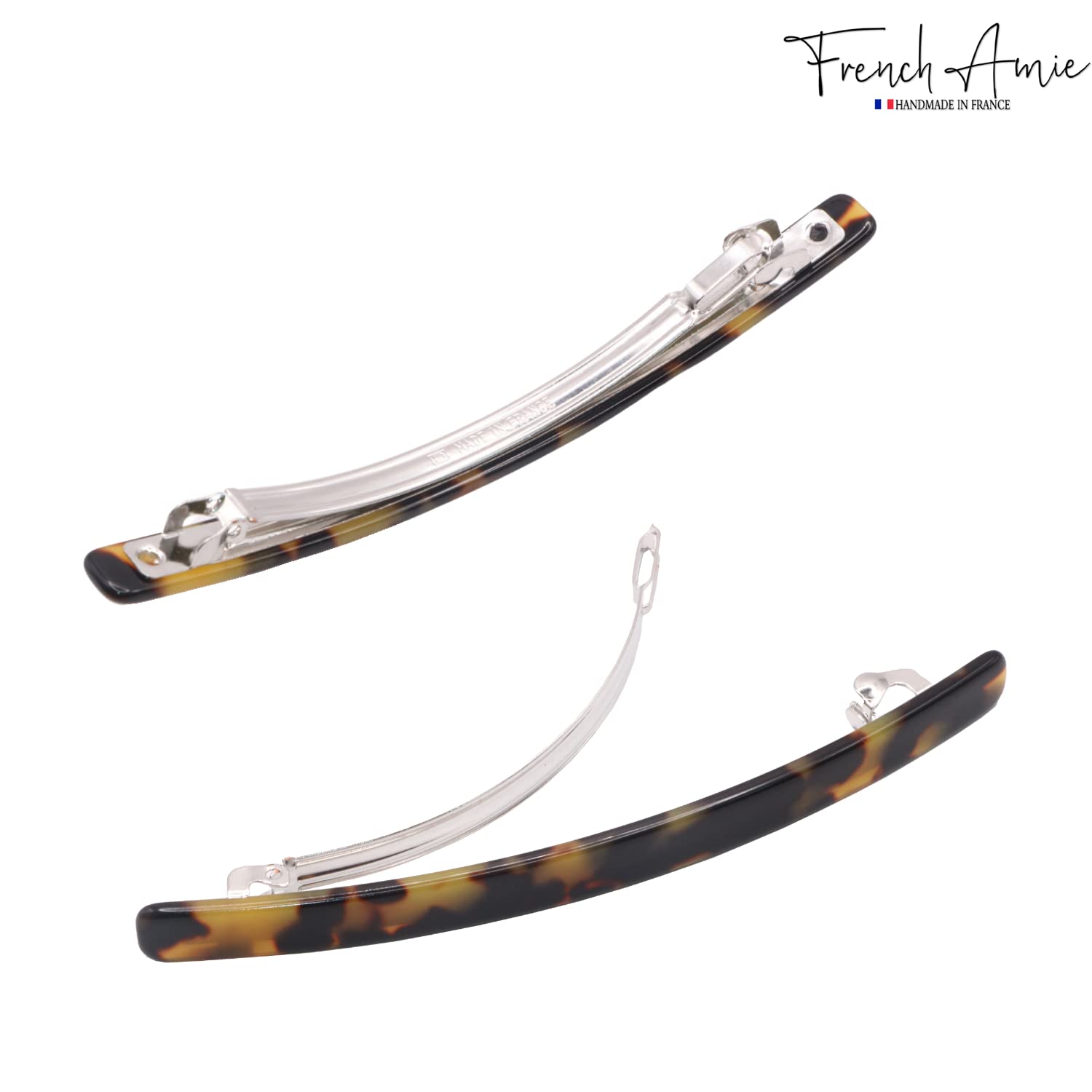 French Amie Long And Thin Large 4” Cellulose Handmade Hair Clip Barrette