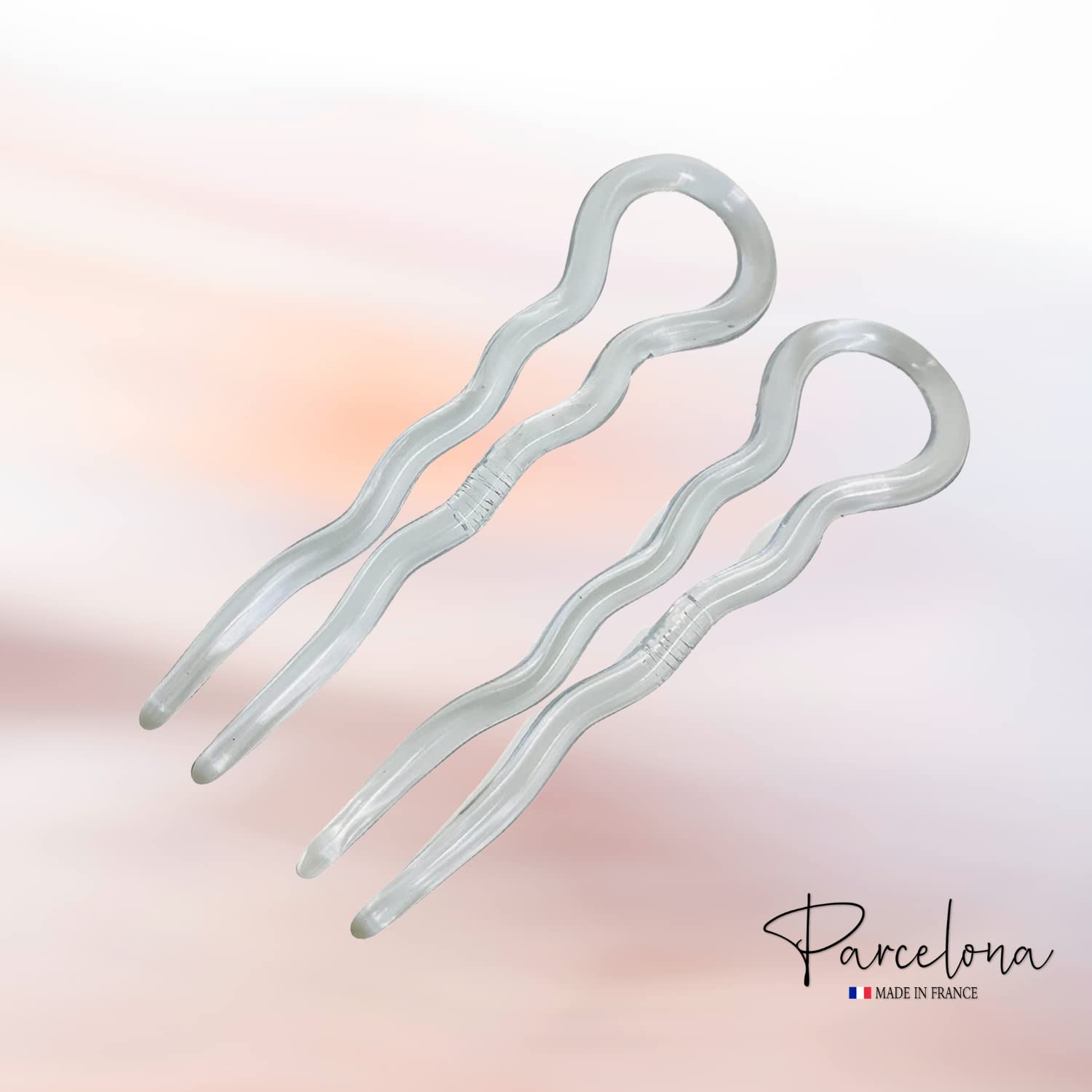 Parcelona French Sleek 3 1/2" Cellulose Wavy U Shaped Hair Pins for Women(2 Pcs)