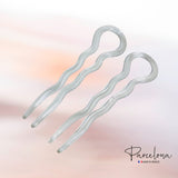 Parcelona French Sleek 3 1/2" Celluloid Wavy U Shaped Hair Pins for Women(2 Pcs)