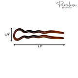 Parcelona French Sleek 3 1/2" Celluloid Wavy U Shaped Hair Pins for Women(2 Pcs)