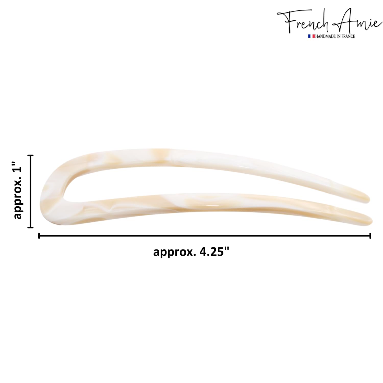 French Amie Slick Large Handmade Cellulose Chignon U Hair Pin Stick for Women