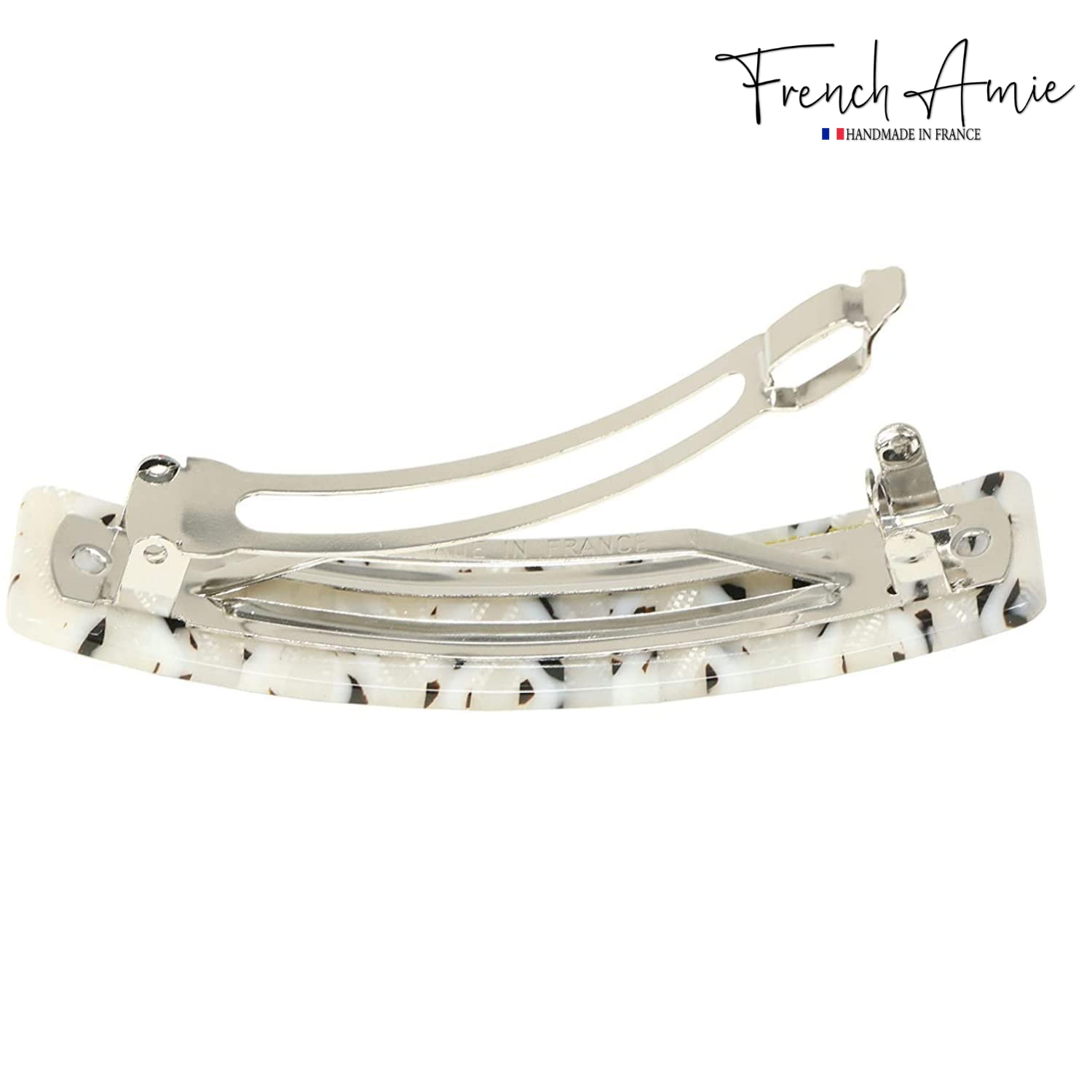 French Amie Oblong 3 1/2" Cellulose Handmade Automatic Hair Barrette for Women