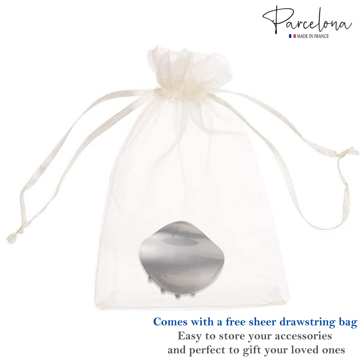 Parcelona French Onde Small 2 3/4" Cellulose Side Slide in Hair Claw for Women