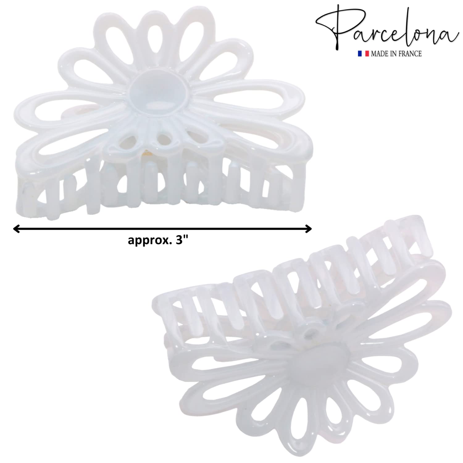 Parcelona French Plume Medium 3" Cellulose Acetate Hair Claw for Women and Girls