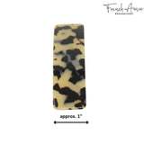 French Amie Rectangular White Tokyo Celluloid Handmade Automatic Hair Barrette