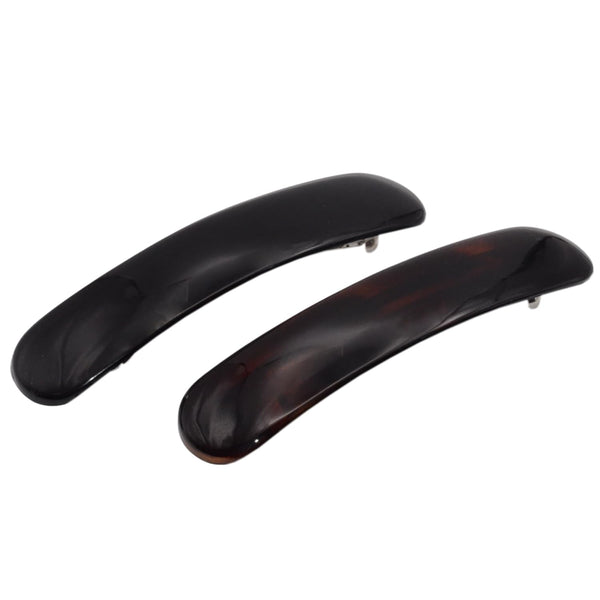 Parcelona French Elegant Duo 4" Shell and Black Celluloid 2 Pcs Hair Barrettes