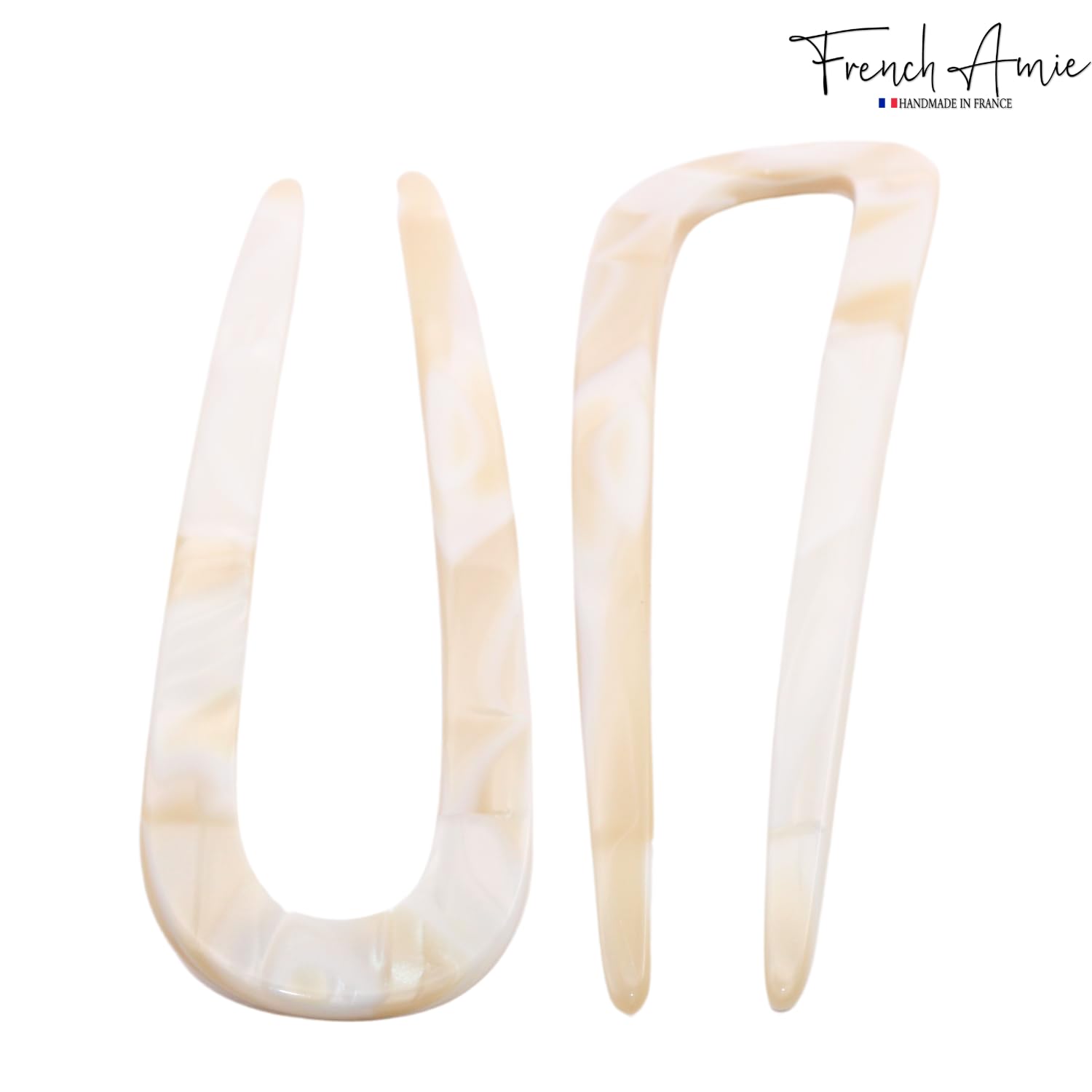 French Amie Slick Large Handmade Cellulose Chignon U Hair Pin Stick for Women