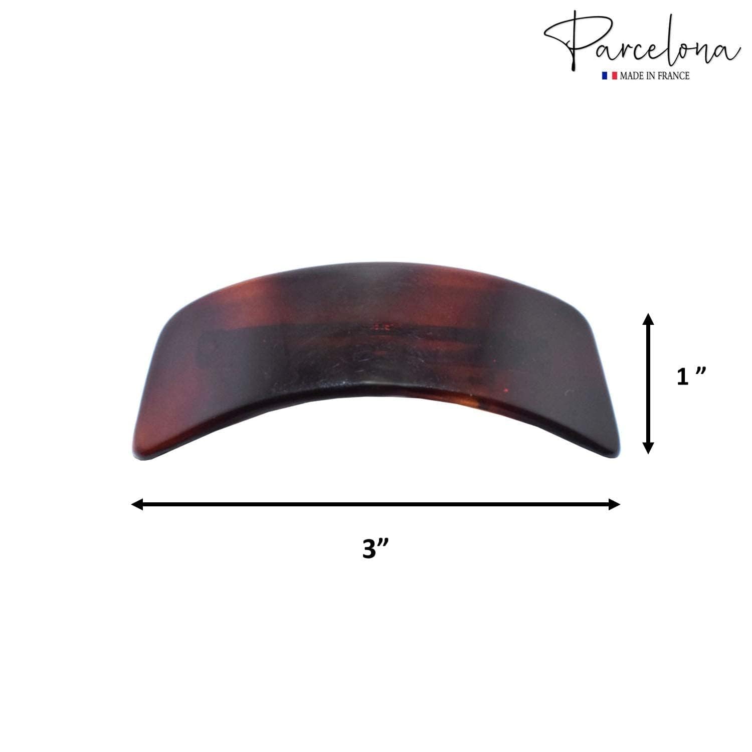 Parcelona French Curved Rectangle Shell Small Cellulose Hair Barrette for Women