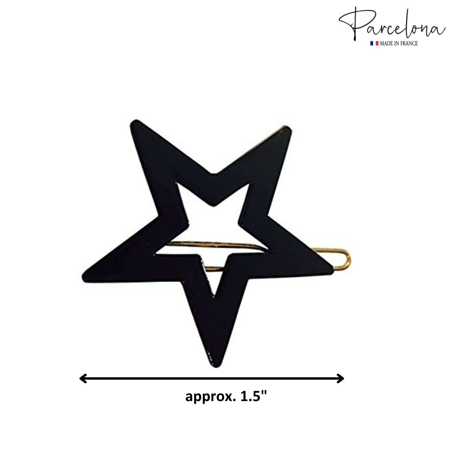 Parcelona French Twin Star Set of 2 Brown Shell N Black Cellulose Snap Hair Pins