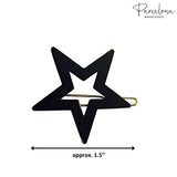Parcelona French Twin Star Set of 2 Brown Shell N Black Celluloid Snap Hair Pins