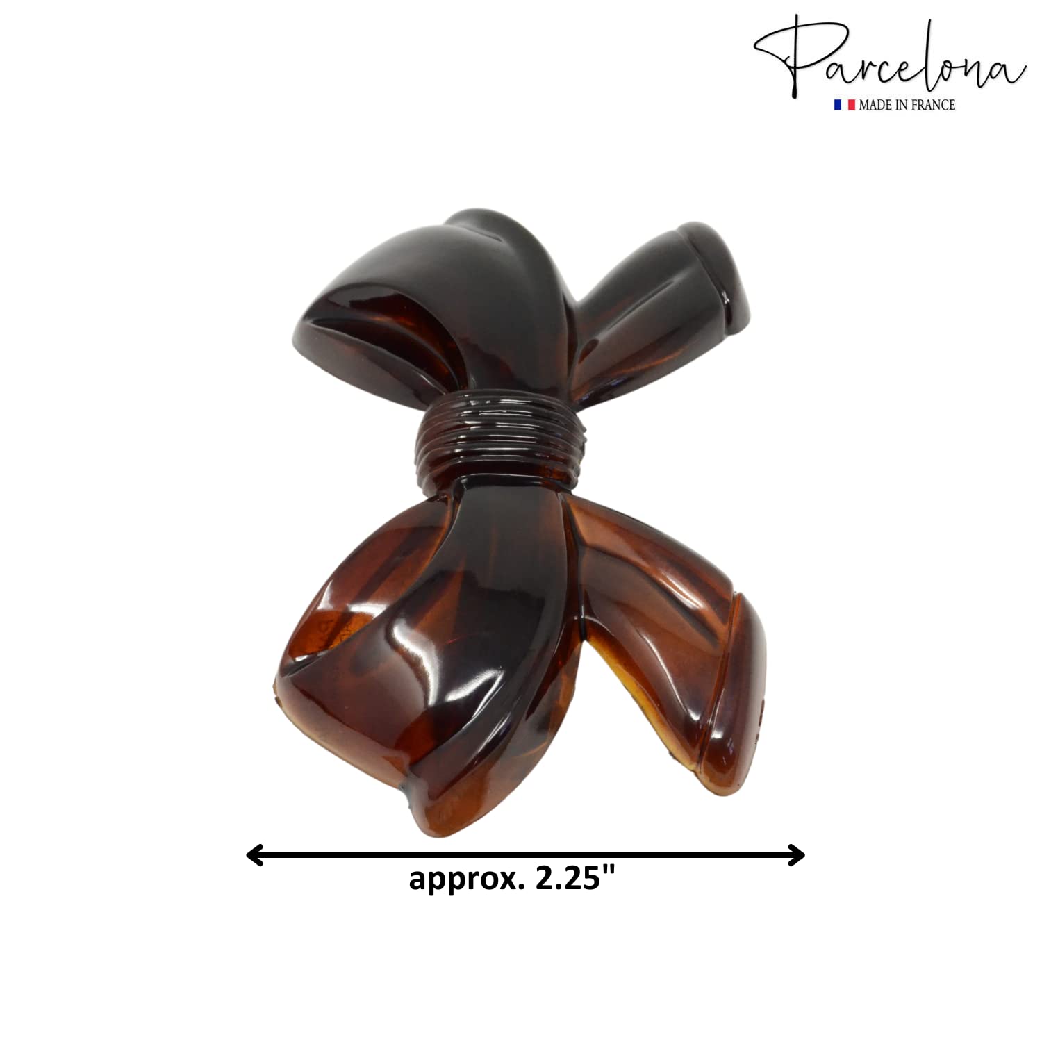 Parcelona French Ribbon Bow Shell Large Cellulose Hair Barrette for Women