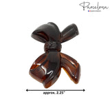 Parcelona French Ribbon Bow Shell Large Celluloid Hair Barrette for Women