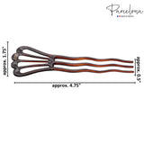 Parcelona French Wavy Three Teeth Shell Large Set of 3 Chignon Hair Pin Sticks
