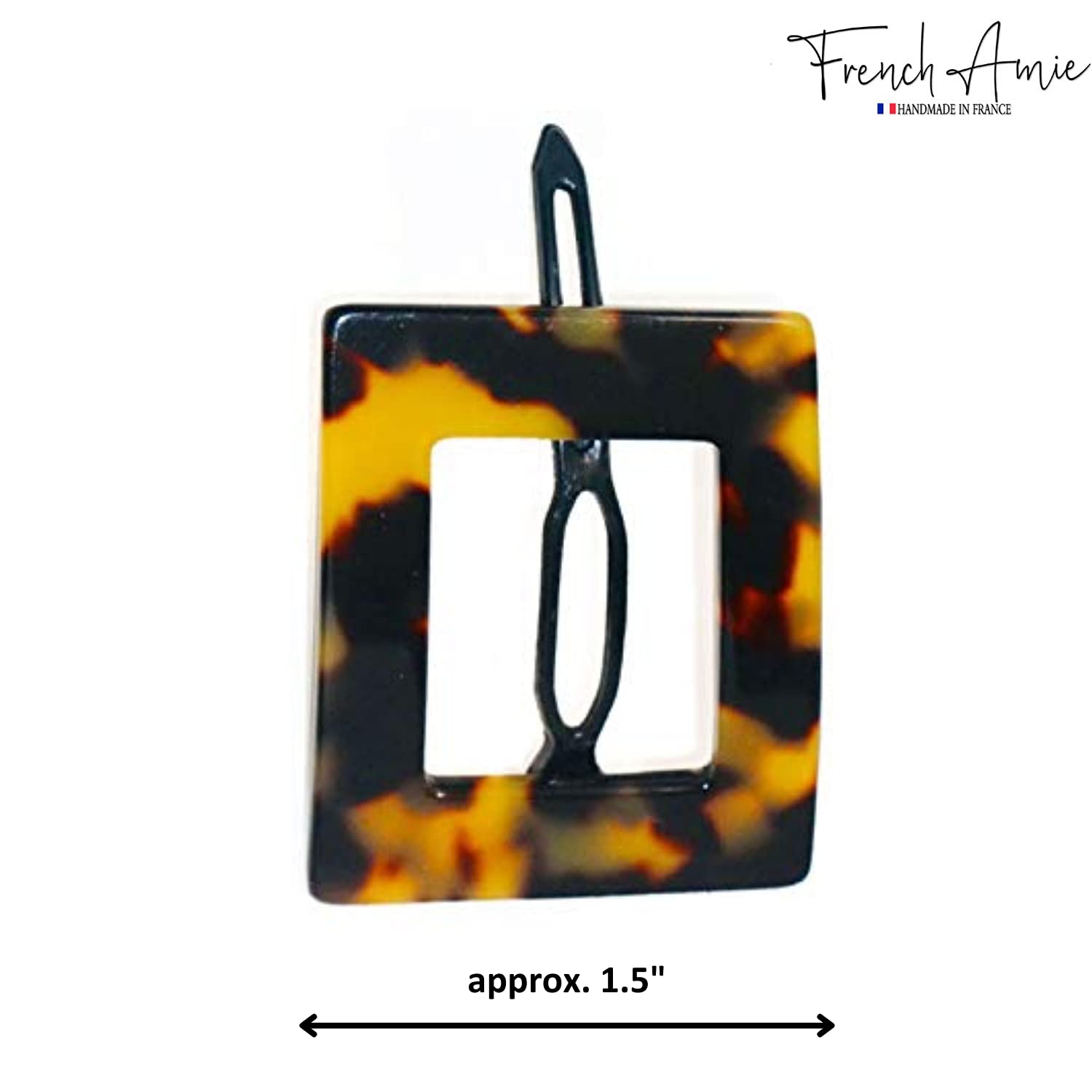 French Amie Squared Small Handmade Cellulose Metal Free Side Slide Hair Barrette