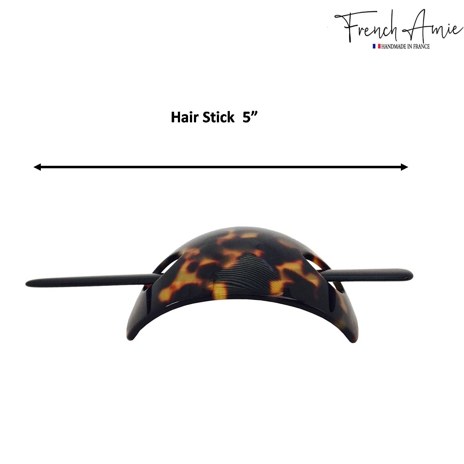 French Amie Oval Arch Handmade Celluloid Hair Bun Cover with Stick for Women