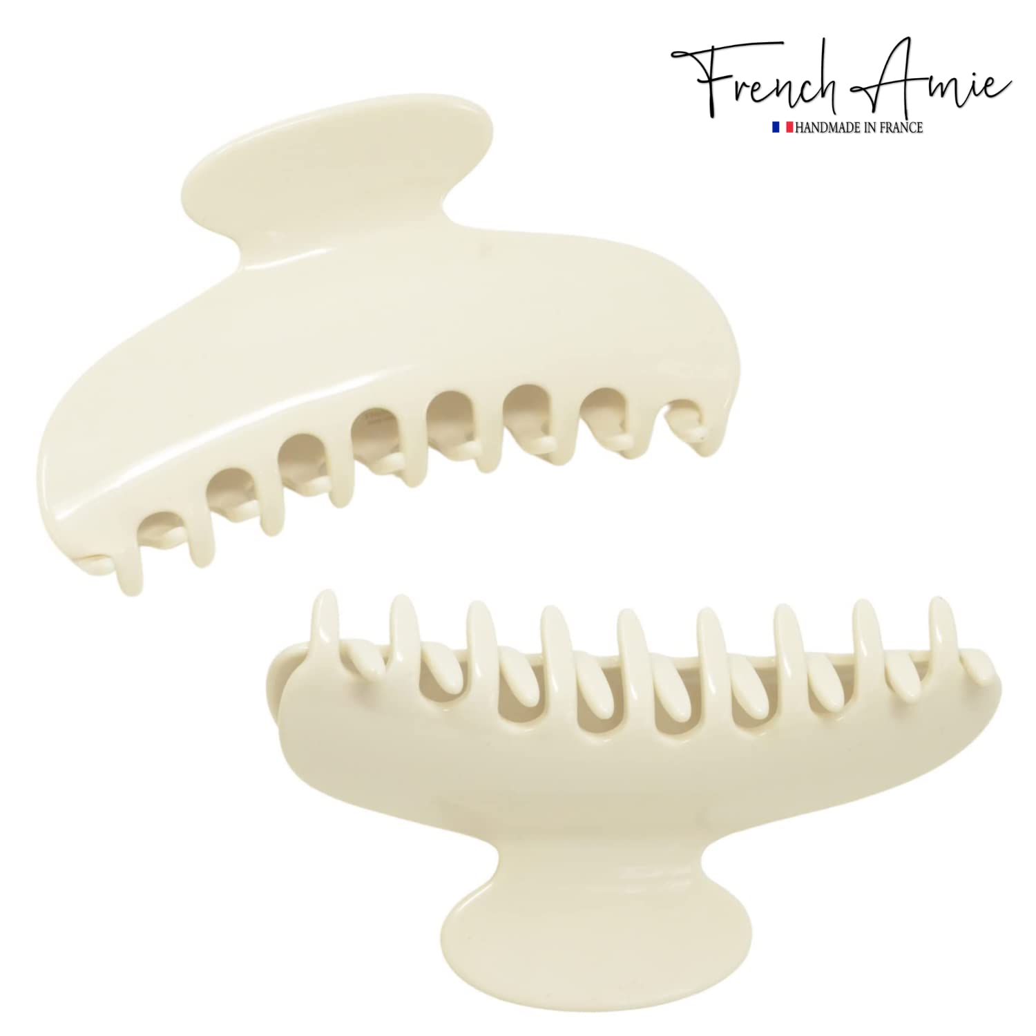 French Amie Thin Oval Large 4 1/4” Handmade Cellulose Acetate Jaw Hair Claw Women